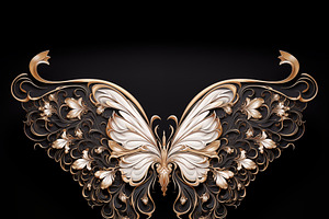 An Intricate And Elegant Butterfly Design Featuring Ornate Floral Patterns And