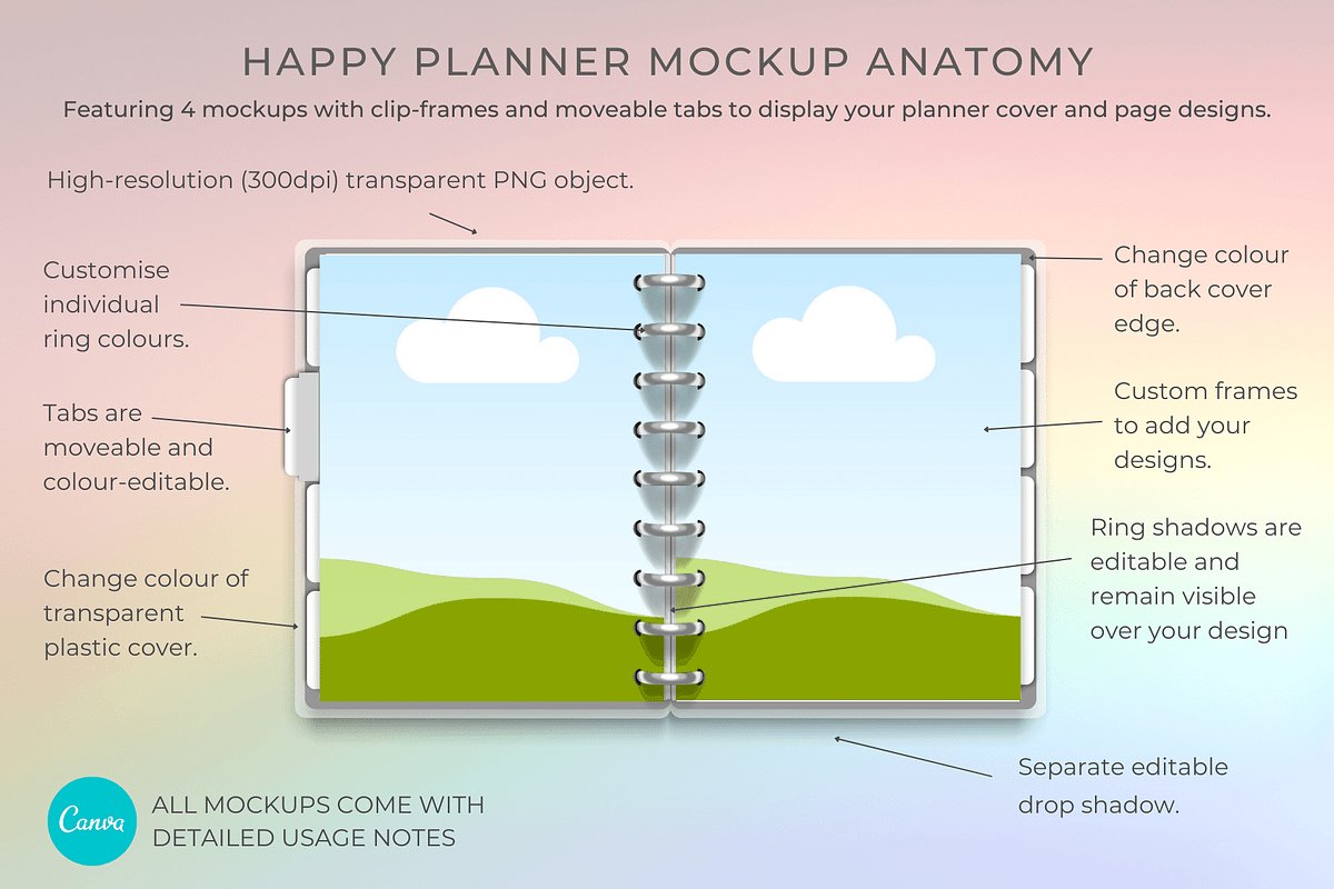 Happy Planner Canva Mockup 7x9 in, a Books & Magazine Mockup by Mockup Scene (Photo 2 of 11)
