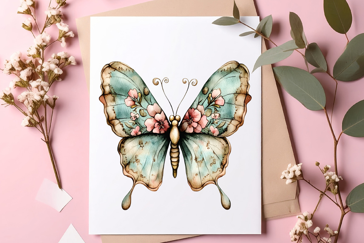 Whimsical Spring Butterfly Clipart, an Illustration by SinaCreation (Photo 7 of 11)