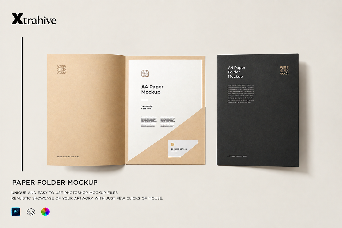 CV Card Folder Mockup, an Advertising Mockup by Xtrahive (Photo 1 of 3)