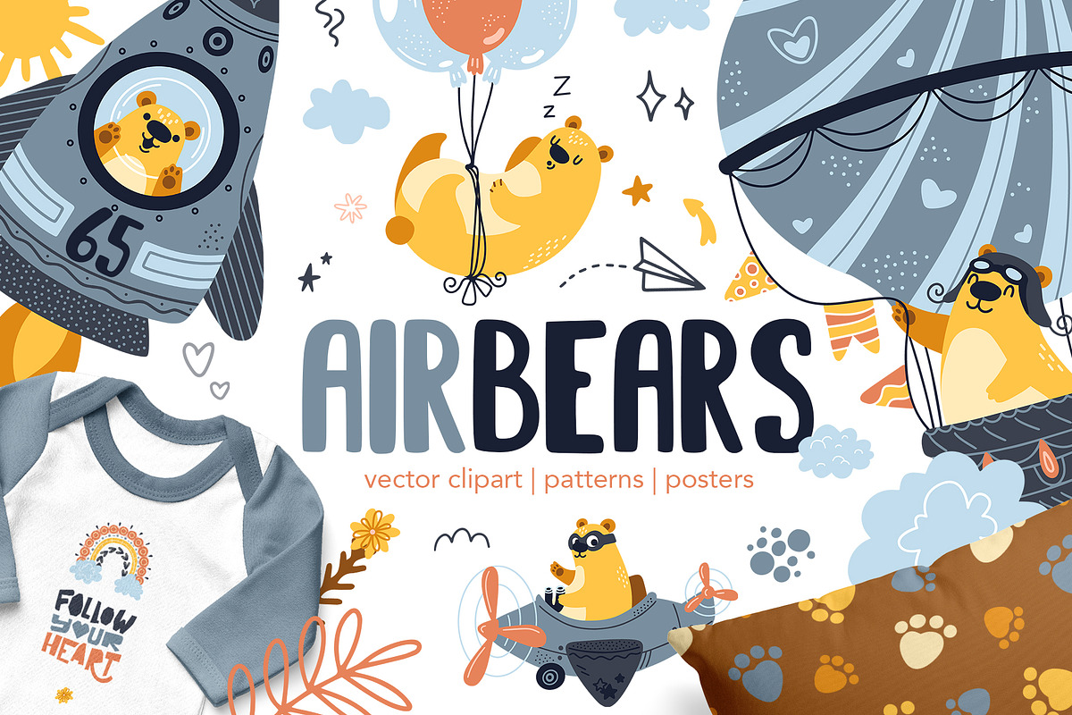 Air Bears vector clipart, an Animal Illustration by Brandianna (Photo 1 of 11)