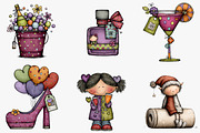 Girly Happy New Year CLIPART, an Illustration by CreationArt (Thumbnail 5 of 7)