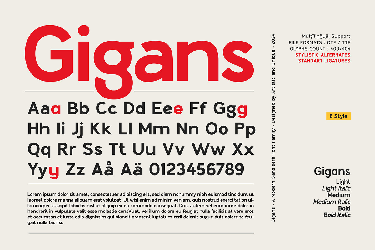 Gigans - Sans serif font family, a Sans Serif Font by Artistic & Unique (Photo 4 of 15)