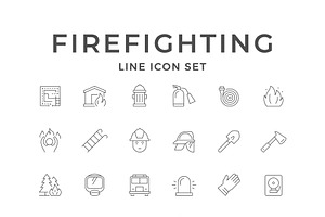 Set line icons of firefighting, an Outline Icon by motorama