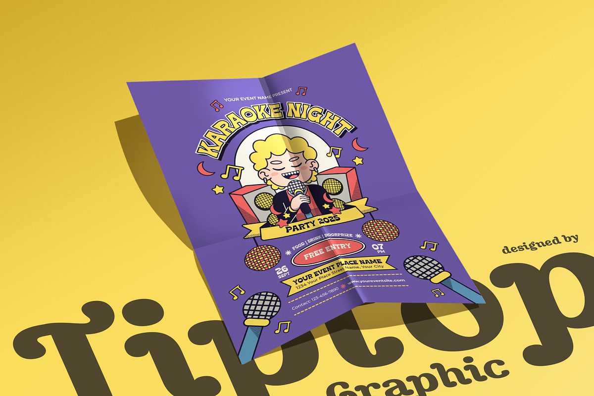 Karaoke Night Party Flyer Template, a Flyer Template by Tiptop Graphic (Photo 5 of 5)