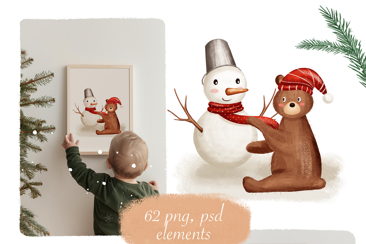 Christmas Taddy Bear. Illustration, an Animal 3D Model by Linerisyart (Photo 13 of 16)