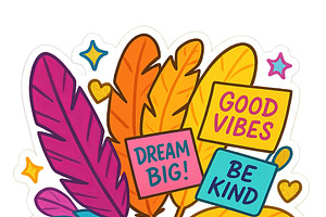 Colorful feathers and motivational s, an Illustration by Dvoevnore photos