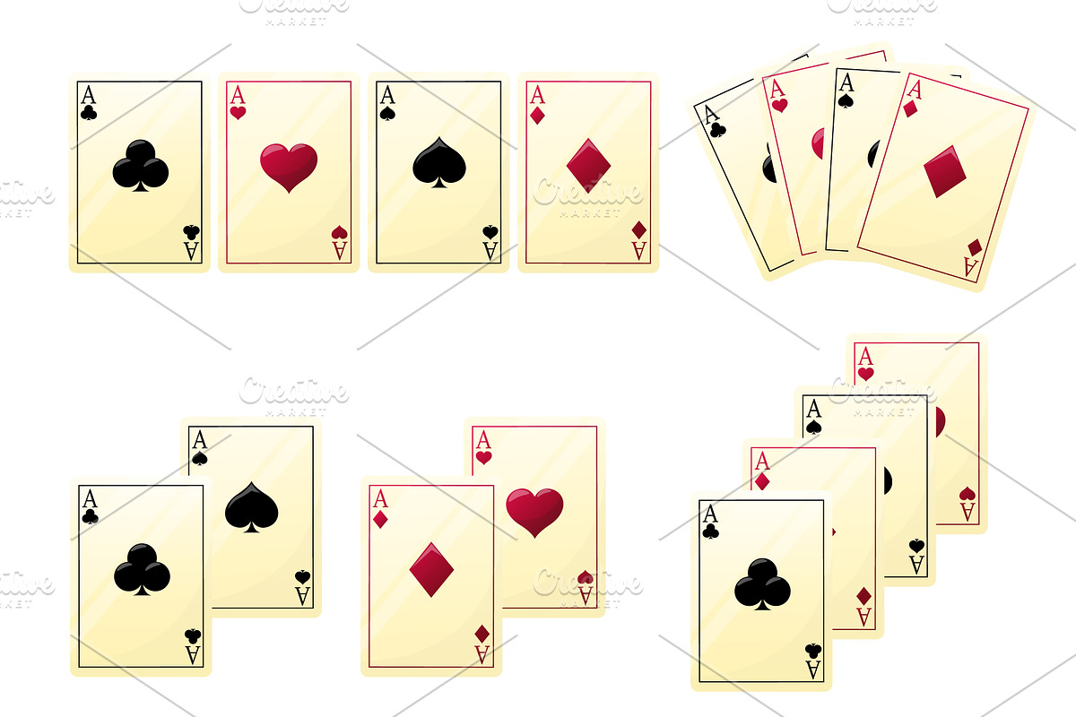 Ace playing cards of different suit, an Object Illustration by Vectorbuum