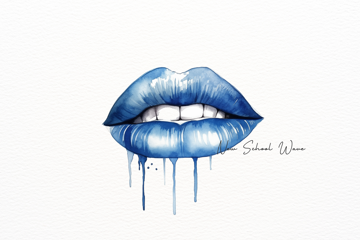 Glossy Blue Watercolor Lips, an Object Illustration by New-School-Wave (Photo 3 of 5)