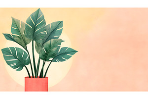 Potted Plant with Large Leaves on, an Object Illustration by Lermont51