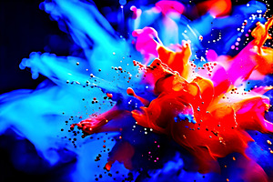 Holi powder swirling and mixing, a Holiday Photo by Fascinadora