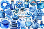 Watercolor Blue Cozy Spa Day Clipart, an Illustration by Canvas Craft (Thumbnail 1 of 7)