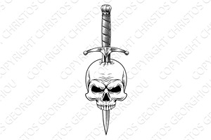 Skull Dagger Knife Tattoo Grim, an Illustration by Christos Georghiou