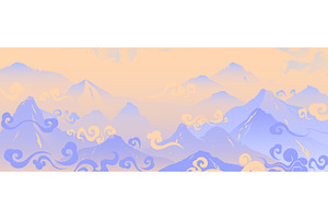Abstract asian mountain landscape, an Illustration by art PVP - market