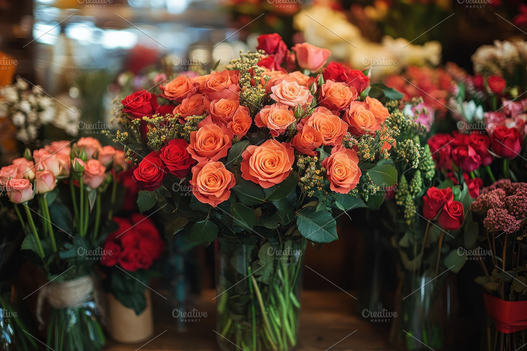 Beautiful bouquet of multicolored ro, a Photo by Tanuart