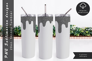 Silver glitter 20oz Skinny Tumbler