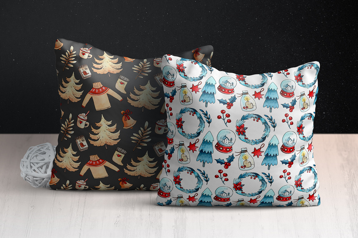 Winter watercolor patterns set, a Pattern Graphic by Ekaterina Goncharova (Photo 4 of 7)
