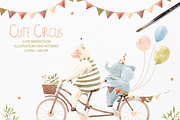 Cute Watercolor Circus Set, an Animal Illustration by Lembrik's Artworks (Thumbnail 1 of 6)