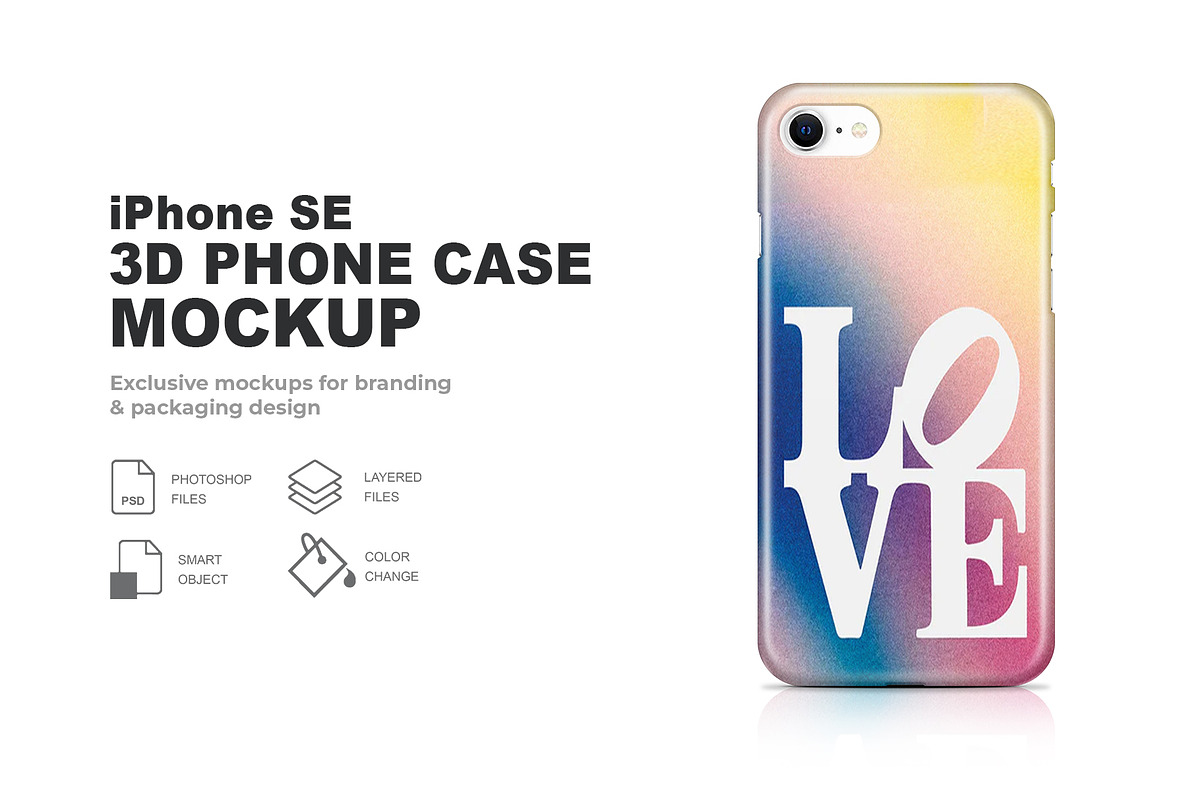 iPhone SE 3D Phone Case Mockup, an iPhone Mockup by mockupbuys (Photo 1 of 3)