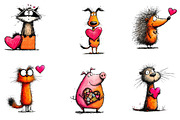 Quirky Valentine's Animals Clipart, an Illustration by Dream Creation (Thumbnail 3 of 7)