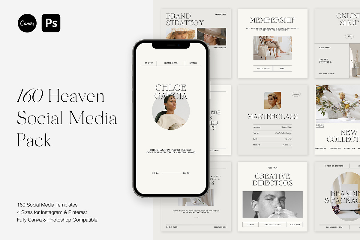 Heaven Social Media Pack Canva PS, a Social Media Template by Feel This