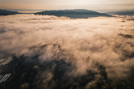 Mountains and fog in the morning, a Nature Photo by Art Rachen