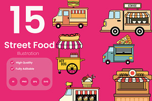 Street Food Illustration Pack, an Illustration by baii09