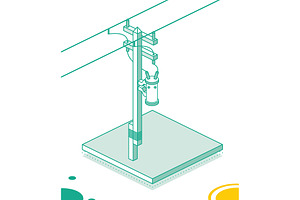 Isometric Electric Pole., an Object Illustration by Booblgum