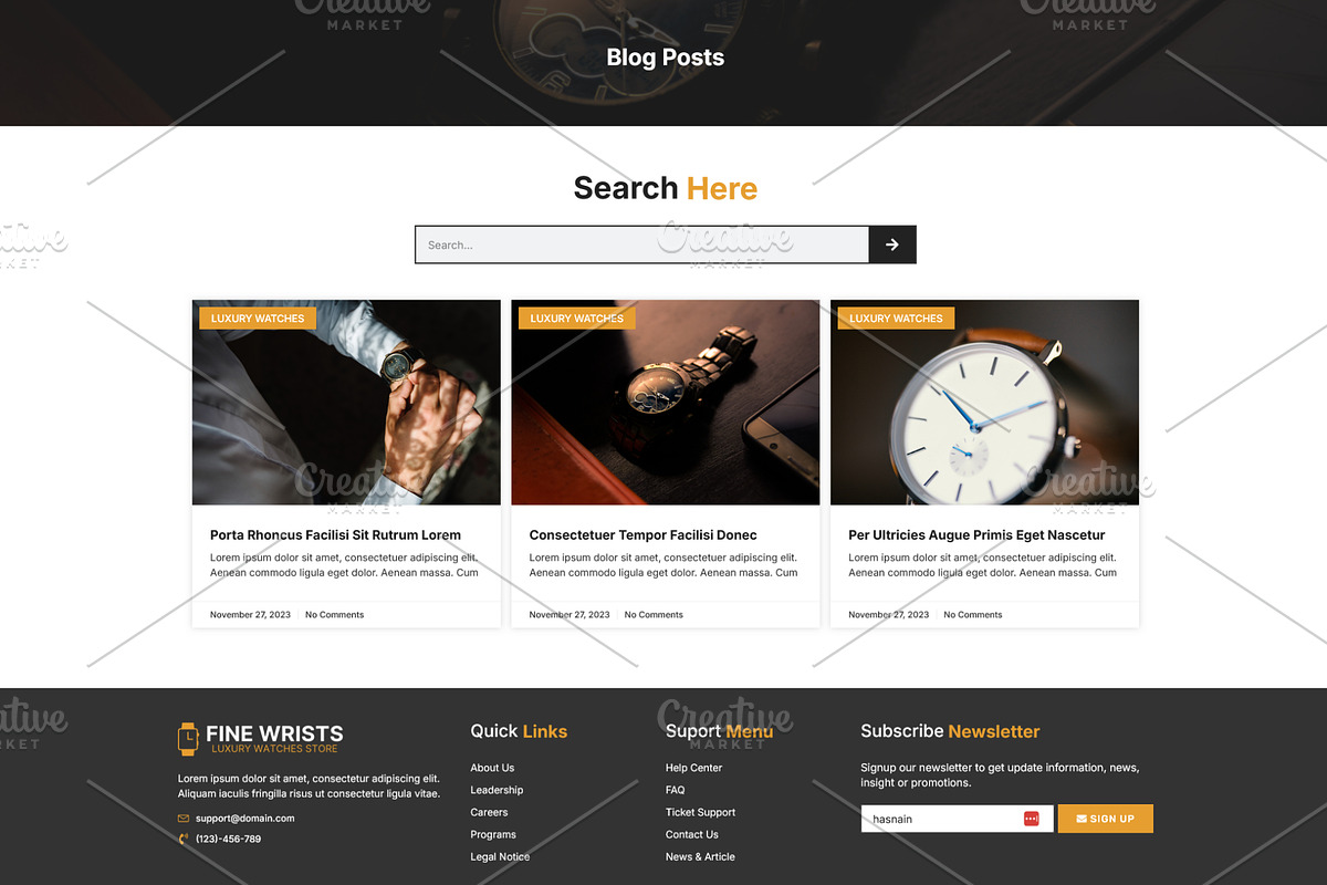 Luxury Watches Store Template, a WordPress Template by HasnainDEV (Photo 4 of 5)