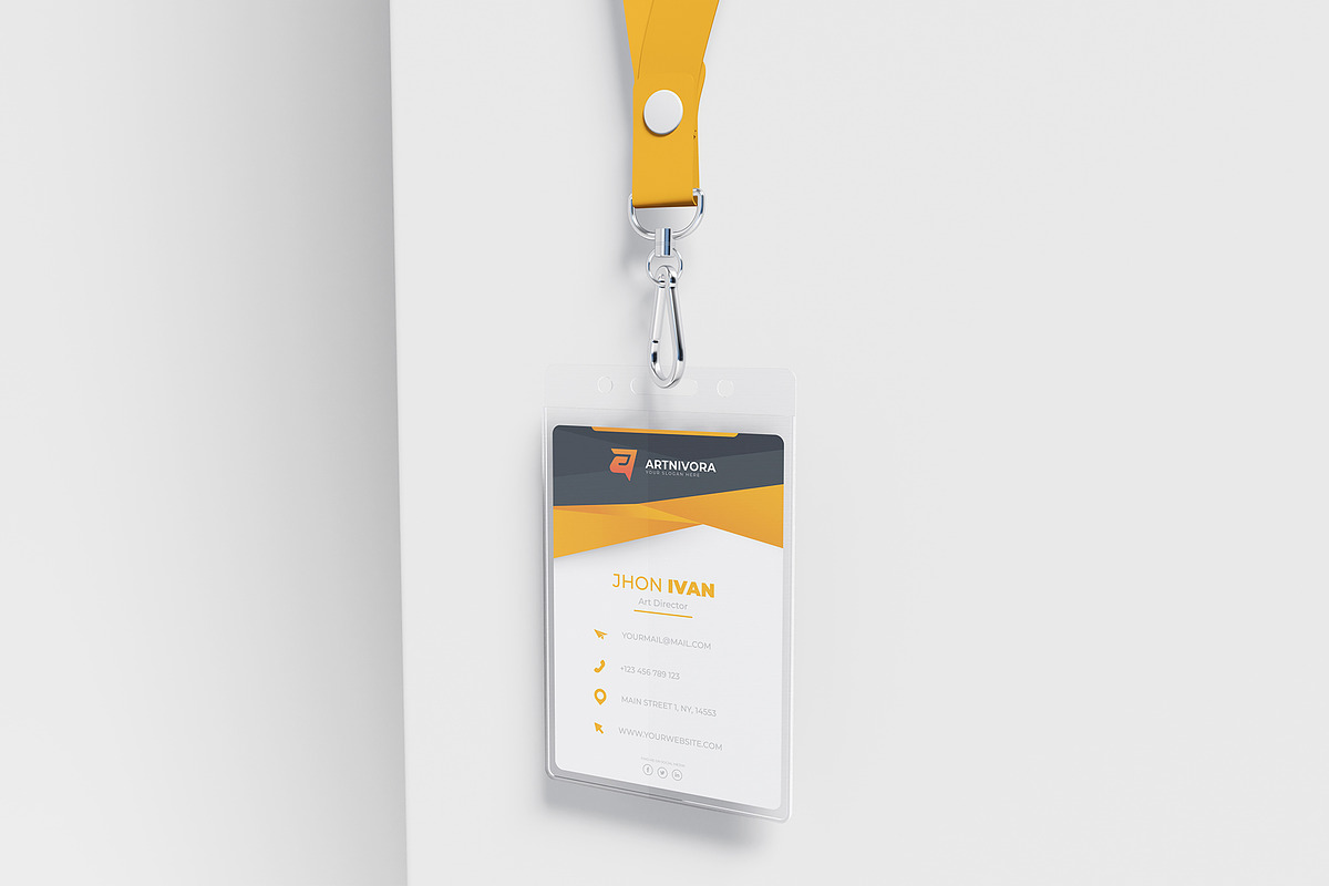 ID Card with Lanyard Mockup, an Advertising Mockup by Artnivora.Std (Photo 2 of 4)