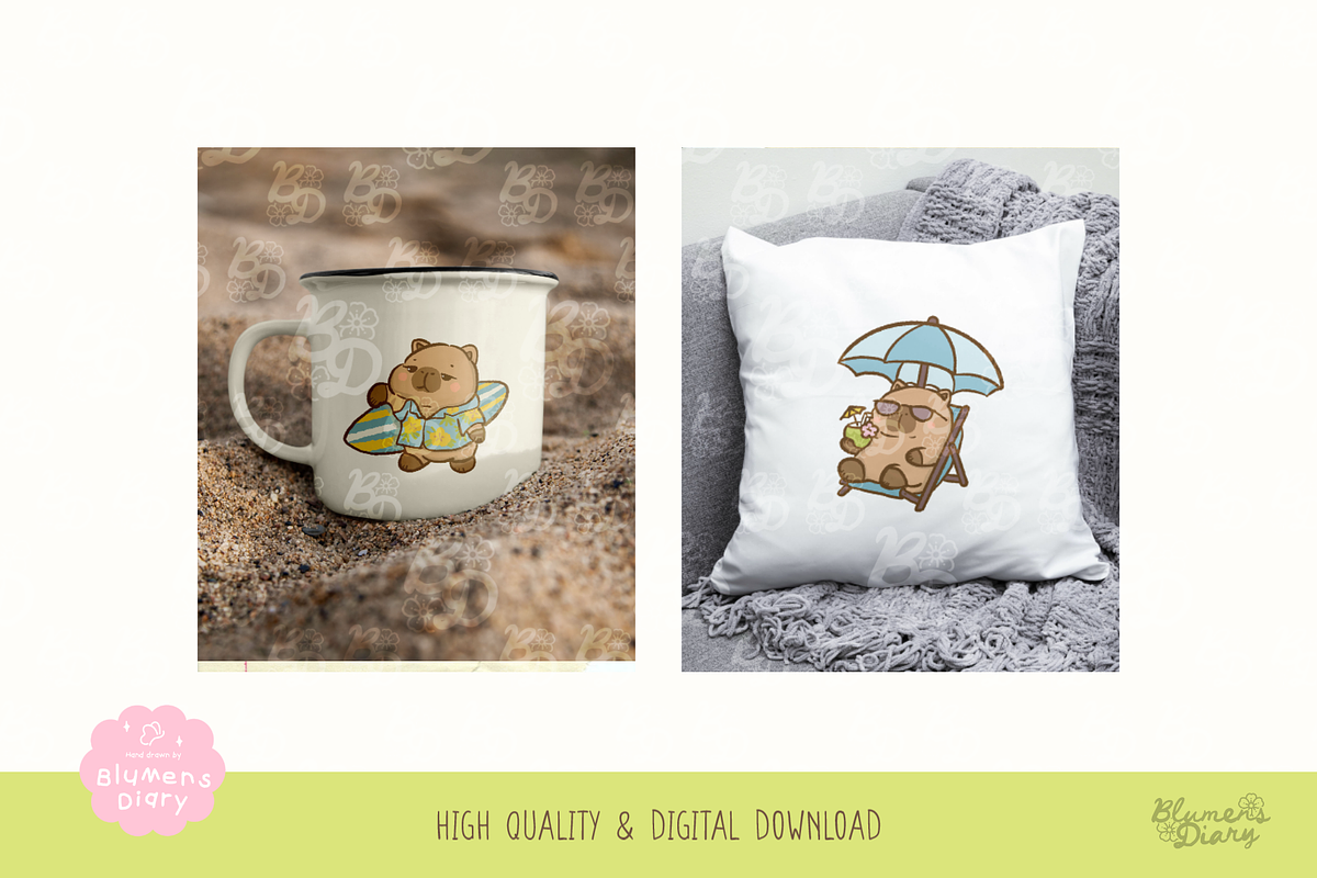 Tropical Holidays Capybara Clipart, an Animal Illustration by Blumensdiary (Photo 5 of 6)
