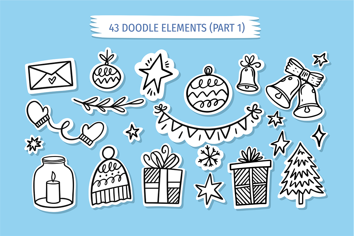 Christmas Doodles & Holiday Clipart, a Seasonal Illustration by Oktyabr (Photo 5 of 8)