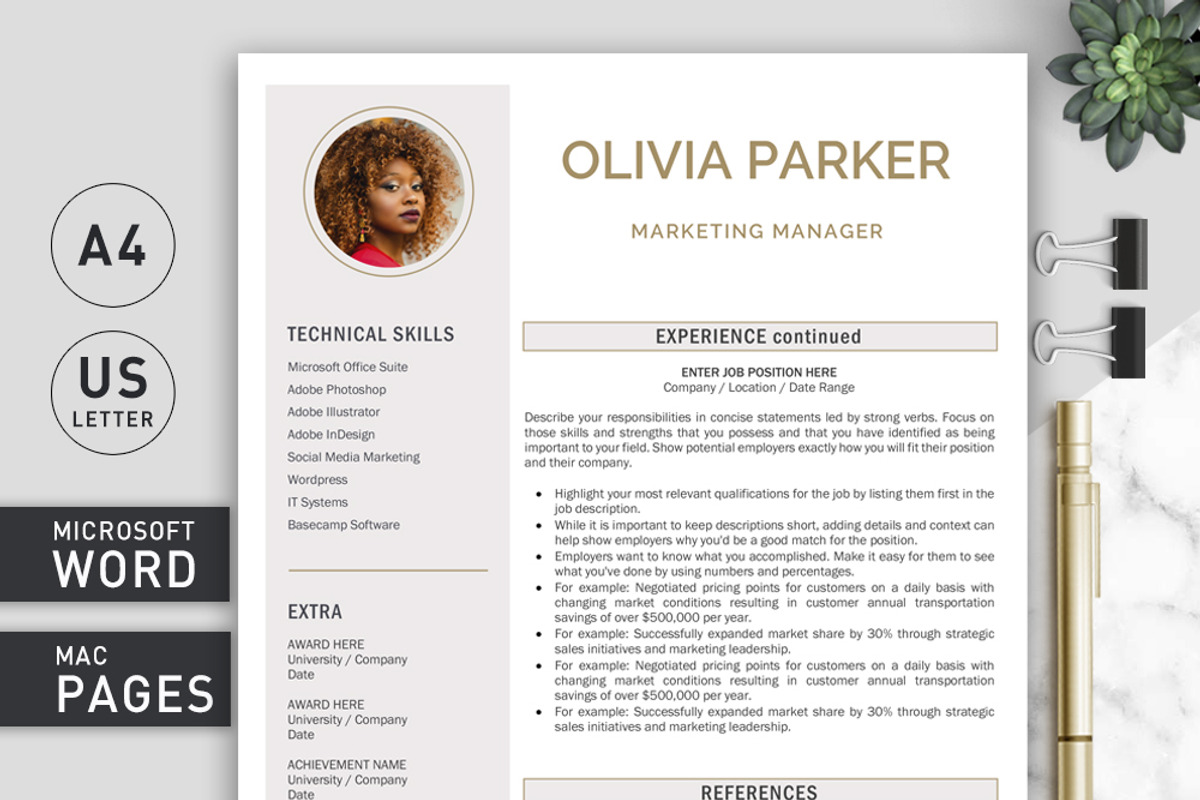 Resume Template with Photo, a Resume Template by Klamp Studio (Photo 2 of 9)