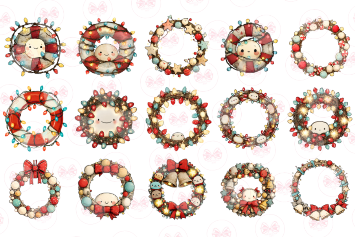 Christmas Wreath Drawing Clipart, an Illustration by Markicha Art (Photo 2 of 6)