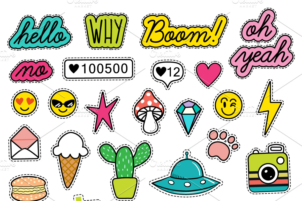 Pop Art 80's patches + 10 patterns, a Pattern Graphic by Hala (Photo 4 of 4)