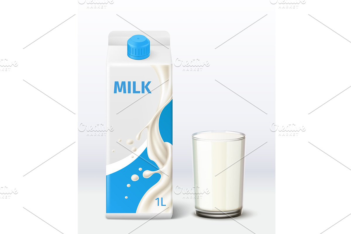 Realistic liter milk carton and full, a Food Illustration by Vectorbuum