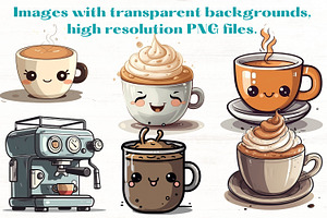 Cartoon Coffee Shop Clipart Set