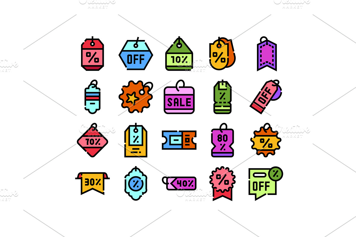 Collection of promotion sale labels, an Object Illustration by pikepicture