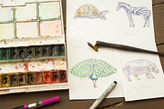 Watercolor zoo animals vector set, an Animal Illustration by miminoshka (Thumbnail 8 of 9)