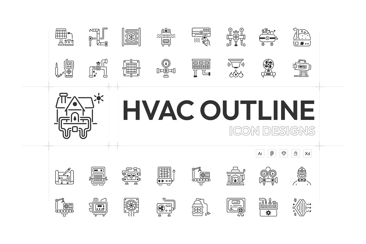 HVAC Icons, an Outline Icon by Prosymbols (Photo 1 of 5)