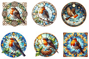 Robin Bird Round Stained Glass Clipa, an Illustration by DreamArtGraphic (Thumbnail 4 of 4)