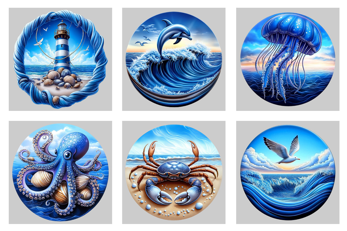 Watercolor Summer Nautical Clipart, an Illustration by Black Bird Studio (Photo 5 of 5)