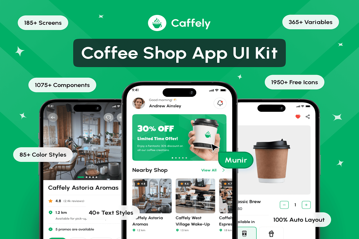 Coffee Shop App UI Kit, an UI Kit Template by Digital_Fantasies (Photo 1 of 8)