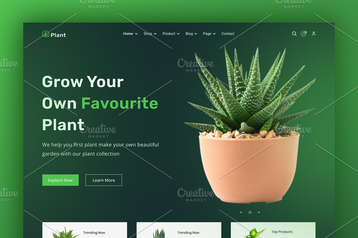 Plant shop Website Header Design, a Landing Page Template by salahuddinuix