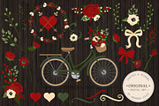 Floral Christmas Wedding Bicycle, an Illustration by Amanda Ilkov (Thumbnail 2 of 5)