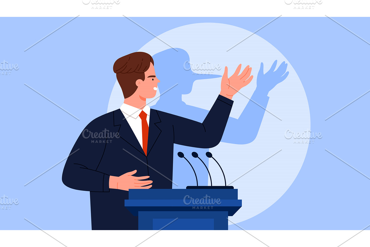 Lies in public speech of politician, a Person Illustration by Flashvector