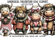 Whimsical Valentine Cow Clipart, an Illustration by OK Design (Thumbnail 1 of 6)
