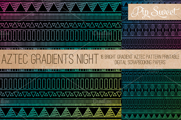 Aztec Gradient Night 16 Patterns