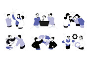 Teamwork Flat Illustrations, a Finance Illustration by alexdndz (Thumbnail 1 of 3)