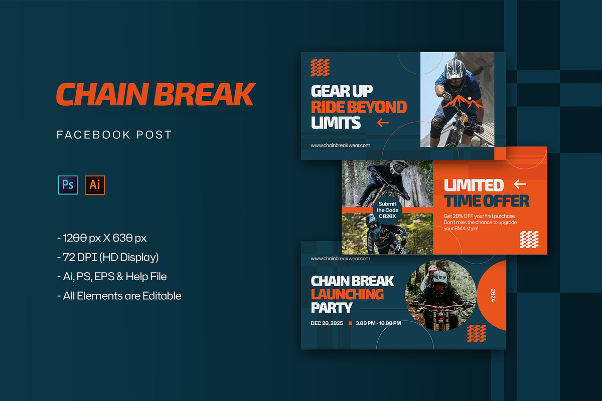 Chain Break - Facebook Post, a Social Media Template by StreaksideStd (Photo 1 of 3)